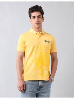 U.S. Polo Assn. Denim Co. - Muscle Fit Tonal Brand Printed Polo T-shirt - Yellow