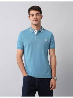 U.S. Polo Assn. Denim Co. - Pure Cotton Solid Polo T-shirt - Blue