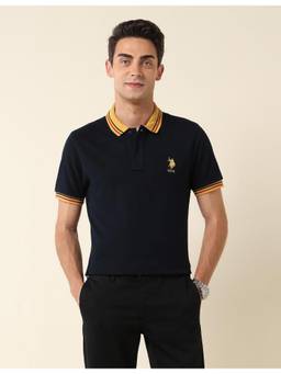 U.S. POLO ASSN. - Pure Cotton Slim Fit Polo T-shirt - Navy Blue