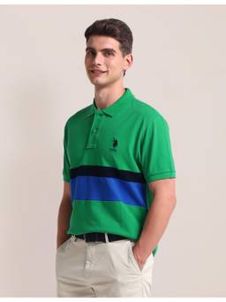 U.S. POLO ASSN. - Colorblock Slim Polo T-shirt - Green