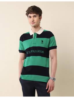 U.S. POLO ASSN. - Horizontal Stripes Classic Polo T-shirt - Green