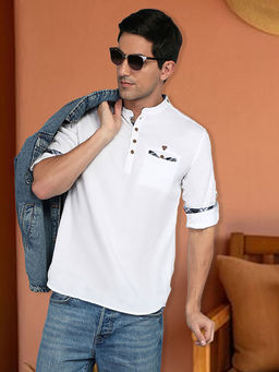 KUONS AVENUE - Men White Cotton Regular Kurta