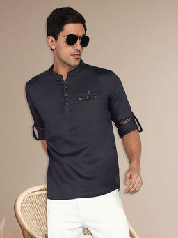 KUONS AVENUE - Men Grey Cotton Regular Kurta