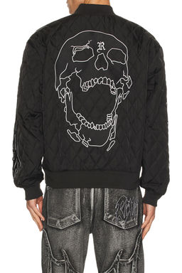 Revenge - Skull Logo Quilted Bomber Jacket