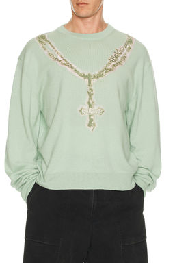 WE11DONE - Pearl Logo Necklace Print Pullover