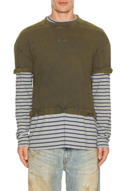 WE11DONE - Layered Striped T-Shirt