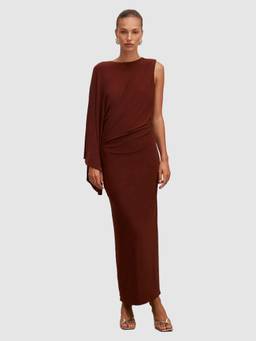 Forever New - Maroon Fleur Cape Shoulder Maxi Dress