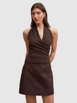 Forever New - Brown Imogen Halter 2 In 1 Mini Dress