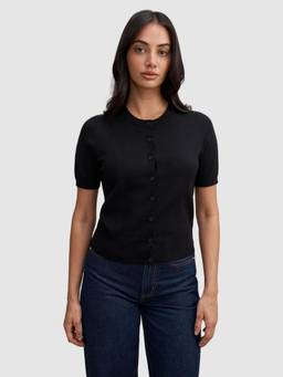 Forever New - Black Maisie Button Through Knit Top