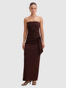Forever New - Brown Lilah Petite Strapless Crepe Dress