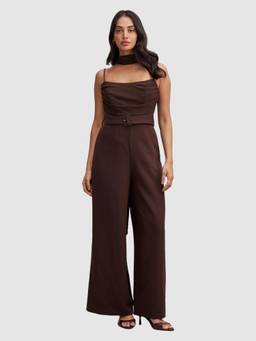 Forever New - Brown Claudia Strappy Jumpsuit