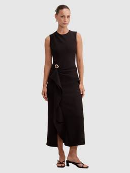 Forever New - Black Rylie Petite Ruffle Maxi Dress