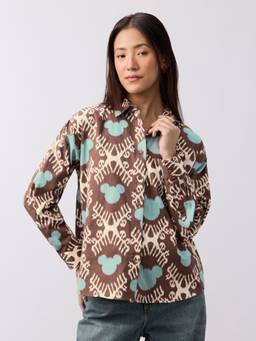 The Souled Store - Official Mickey Ikat Print Shirt Women Oversized Shirts