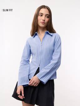 The Souled Store - Cornflower Fitted Striped Shirt Women Fitted Shirts