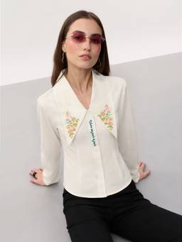 The Souled Store - Le Jour Embroidered Fitted Shirt Women Women Fitted Shirts