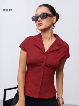 The Souled Store - Carmine Lapel Collar Fitted Shirt Women Women Fitted Shirts