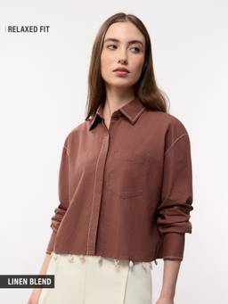 The Souled Store - Seashell Cotton Linen Shirt Women Relaxed Shirts