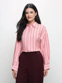 U.S. POLO ASSN. - Women Vertical Striped Boxy Fit Shirt