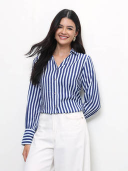 U.S. POLO ASSN. - Women Vertical Striped Regular Fit Shirt