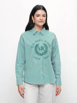 U.S. POLO ASSN. - Women Brand Embroidered Oversized Fit Shirt