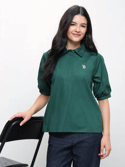 U.S. POLO ASSN. - Women Solid Relaxed Fit Shirt