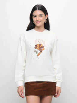 U.S. POLO ASSN. - Women Brand Floral Embroidered Relaxed Fit Sweatshirt