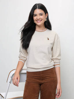 U.S. POLO ASSN. - Women Solid Relaxed Fit Sweatshirt