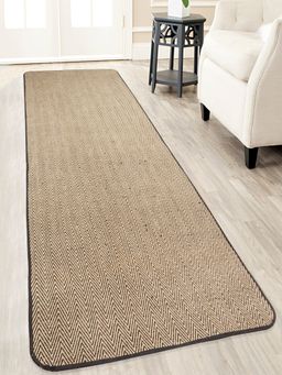 Saral Home - Cotton & Jute Bedside Runner-Black-65X200 Cm