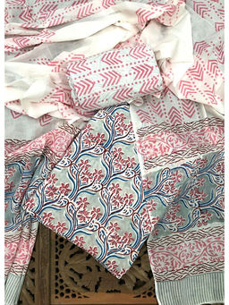 Palash - Green Floral Printed Cotton Suit with Cotton Dupatta (Set of 3)