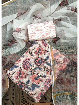 Palash - Multi-Color Floral Printed Cotton Suit with Kota Doria Dupatta (Set of 3)