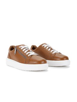 Guess - Men Brown Solid Dinesh Lace-Up Sneakers