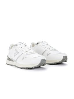 Guess - Men White Solid Island Lace-Up Sneakers
