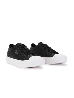 Guess - Men Black Solid Istria Low Lace-Up Sneakers