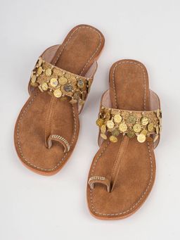 SANDALWALI - Women Brown Naira Vegan Kolhapuri