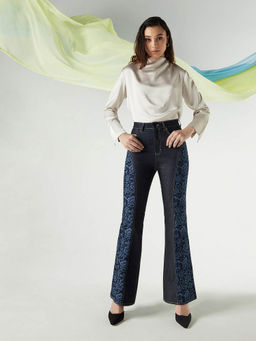 Lee - X Suneet Varma Women's Blue Tailored Boot Cut Fit High Rise Jeans