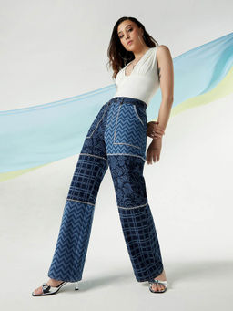 Lee - X Suneet Varma Women's Blue Tailored Relaxed Fit High Rise Jeans