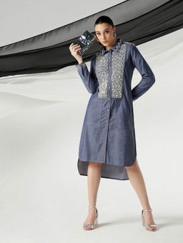 Lee - X Suneet Varma Women's Stone Embellishment Grey Shirt