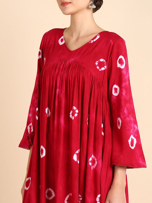 red alia cut dress Women's Floral Printed Red Cotton Alia Cut Kurta Set for women Red / 5XL