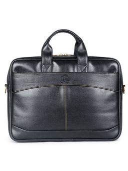 The Clownfish - Faux Leather 10L 15.6 inch Laptop Messenger Bag - Black