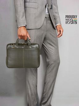 The Clownfish - Eros Faux Leather Expandable Messenger Bag - Green