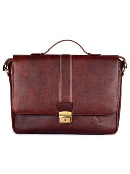 The Clownfish - Achiever Genuine Leather 14-Inch Laptop Messenger Bag - Brown