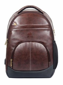 The Clownfish - Elite Gear Series 19 litres Faux Leather Backpack Unisex- Coffee Brown