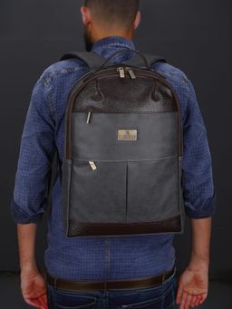 The Clownfish - Cybershield Series 15.5 litres Faux Leather Backpack - Dark Grey