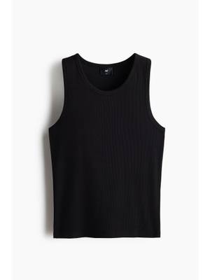 Buy H&M Men Black Slim Fit Cotton Vest Top - Image 1