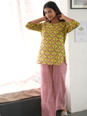 Sooti Syahi Udaan - Flights of Fantasy : Handblock Printed Slub Cotton Saree main image 1