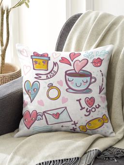 Indigifts - Micro Satin Conjugated Fiber Cushion Cover With Filler - White