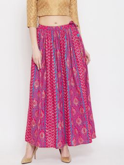 Clora Creation - Women Magenta Printed Flared Skirt