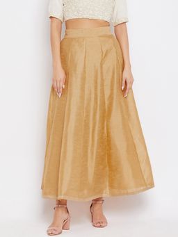 Clora Creation - Women Gold Solid Flared Skirt