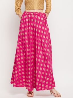 Clora Creation - Women Magenta Printed Flared Skirt