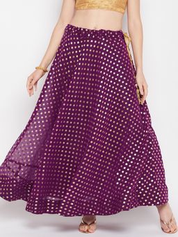 Clora Creation - Women Wine Printed Flared Skirt